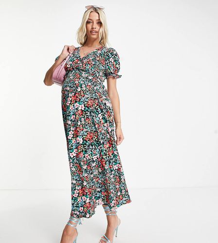 Vestito midi a fiori con volant - New Look Maternity - Modalova