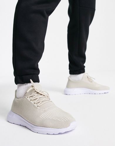 Sneakers in maglia grigio pietra - New Look - Modalova