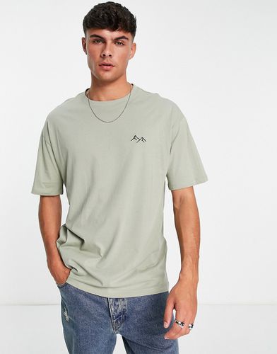 T-shirt salvia con montagna ricamata - New Look - Modalova