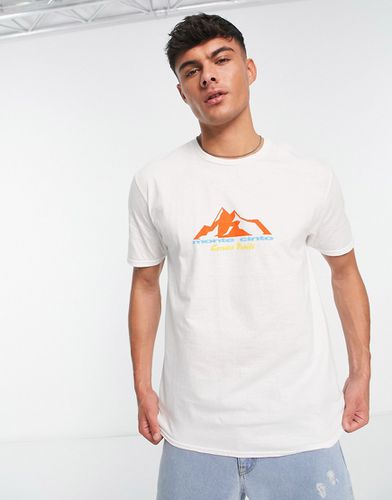 T-shirt bianca con stampa di montagna - New Look - Modalova
