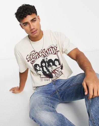 T-shirt color pietra con stampa degli Aerosmith - New Look - Modalova