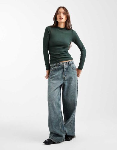 Top côtelé à manches longues et col droit - New Look - Modalova