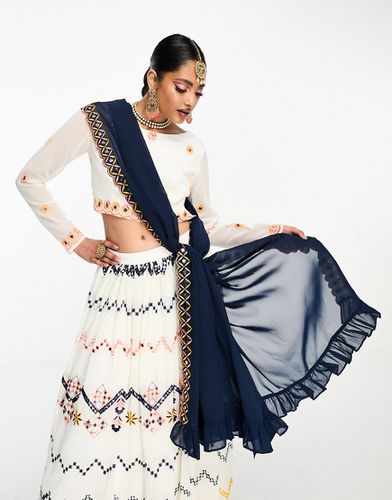 Lehenga - Sciarpa dupatta blu navy - Nesavaali - Modalova