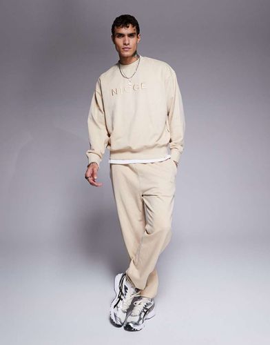 Joggers beige slavato in coordinato - Nicce - Modalova