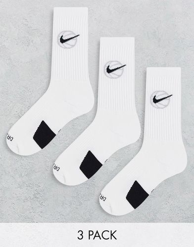 Nike Basketball - Everyday - Confezione da 3 paia di calzini unisex bianchi - Nike Football - Modalova