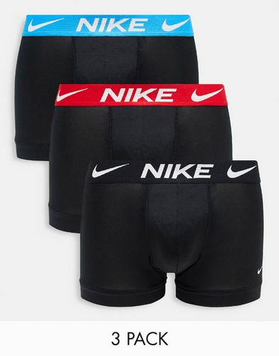 Dri-Fit - Confezione da 3 paia di boxer aderenti in microfibra neri con fascia in vita a contrasto - Nike - Modalova