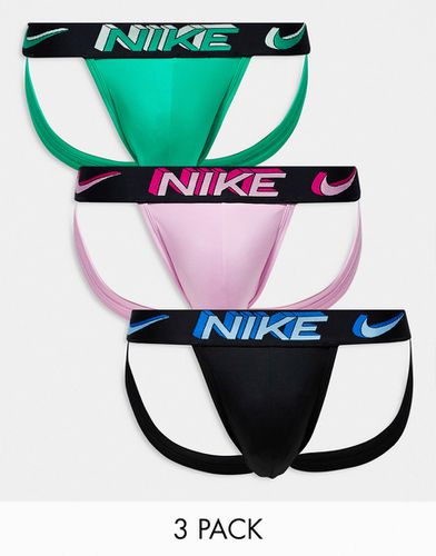 Dri-FIT - Confezione da 3 sospensori in microfibra nero, verde e rosa - Nike - Modalova