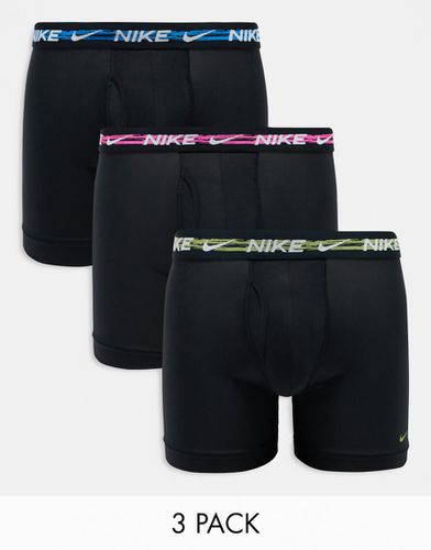 Dri-FIT Essential - Confezione da 3 slip neri in microfibra con fascia in vita stile graffiti - Nike - Modalova