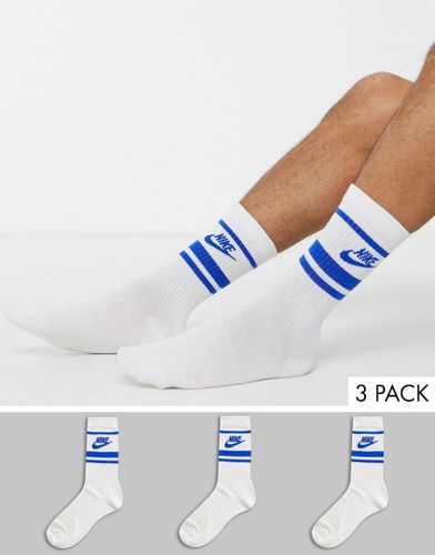 Essential - Confezione da 3 calzini bianchi a righe con logo blu - Nike - Modalova