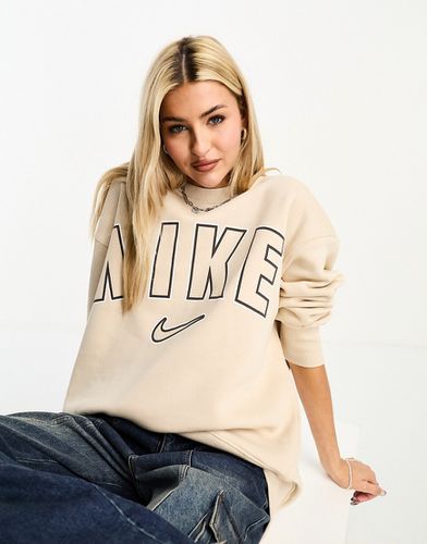 Felpa oversize stile college beige sabbia - Nike - Modalova