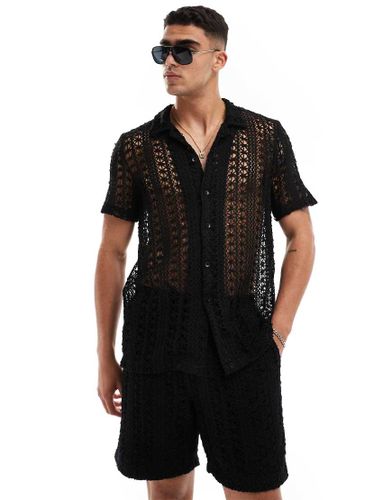 Camicia da mare in maglia nera in coordinato - South Beach - Modalova