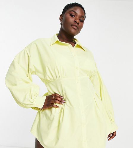 Vestito camicia stile corsetto a maniche lunghe limone - Saint Genies Plus - Modalova