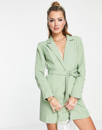Vestito blazer color oliva con spalle accentuate e cintura - Saint Genies - Modalova