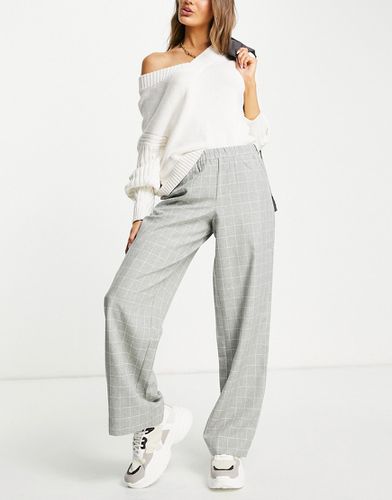 Pantaloni a fondo ampio con elastico in vita grigi a quadri in coordinato - Selected - Modalova