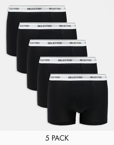 Confezione da 5 boxer aderenti neri con elastico in vita - Selected Homme - Modalova