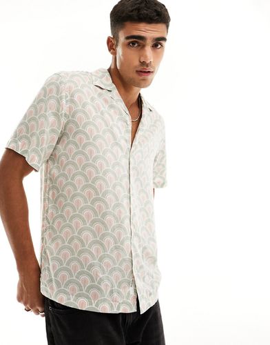 Camicia oversize con stampa mosaico pastello e rever - Selected Homme - Modalova