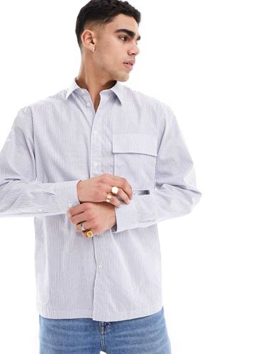 Camicia oversize in popeline a righe - Selected Homme - Modalova