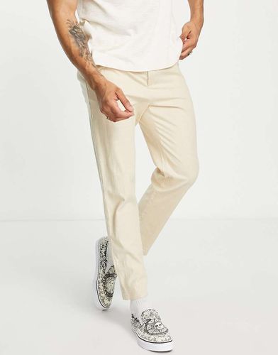 Pantaloni slim in misto lino beige - Selected Homme - Modalova