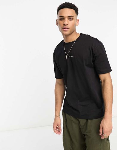 T-shirt oversize in misto cotone nero con logo - Selected Homme - Modalova