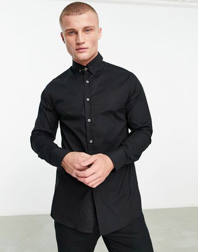 Roslin - Camicia elegante nera con barretta sul colletto - Shelby & Sons - Modalova