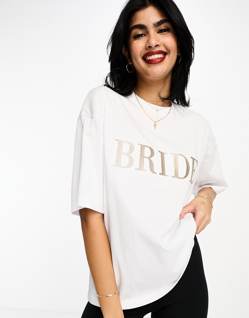 T-shirt appariscente bianca con stampa "Bride" - Six Stories - Modalova