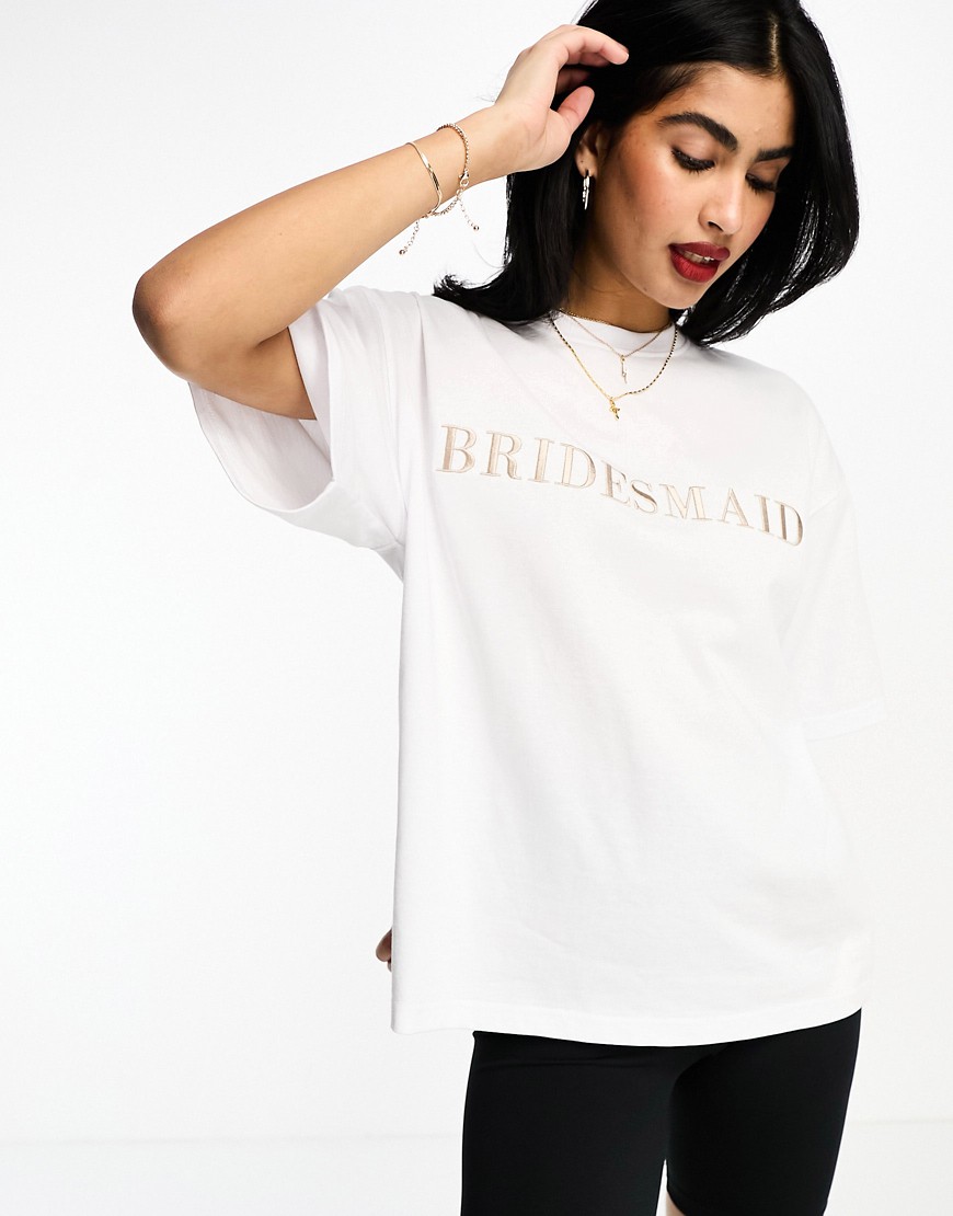 T-shirt appariscente bianca con stampa "Bridesmaid" - Six Stories - Modalova