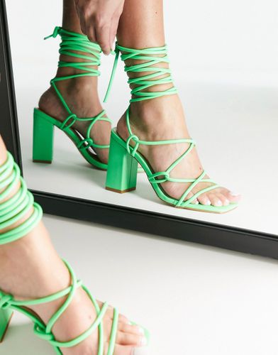 Simmi London - Sandali con tacco largo e allacciatura alla caviglia verdi - SIMMI Shoes - Modalova