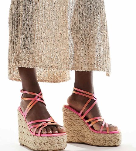 SIMMI London Wide Fit - Akela - Espadrilles a pianta larga con fascette color arancione sfumato - Simmi Wide Fit - Modalova