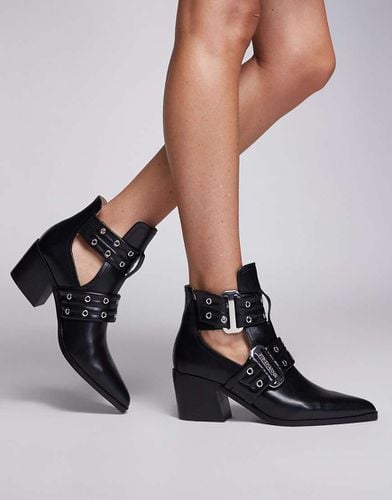 Gustine - Stivaletti a punta in pelle nera con fibbie e cut-out - Steve Madden - Modalova