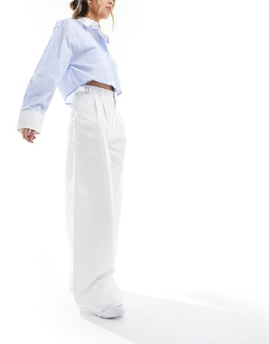 Pantaloni a fondo super ampio bianchi sartoriali in cotone - Stradivarius - Modalova