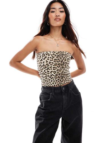 STR - Top a fascia con stampa leopardata - Stradivarius - Modalova