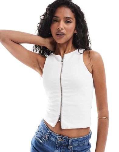 Stradivarius - Top bianco con zip - Stradivarius - Modalova