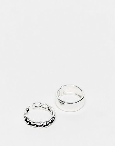 Confezioni da 2 anelli spessi liscio e intrecciato argentati - SVNX - Modalova