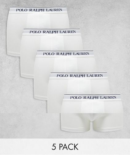 Confezione da 5 paia di boxer aderenti bianchi con fascia in vita con logo - Polo Ralph Lauren - Modalova