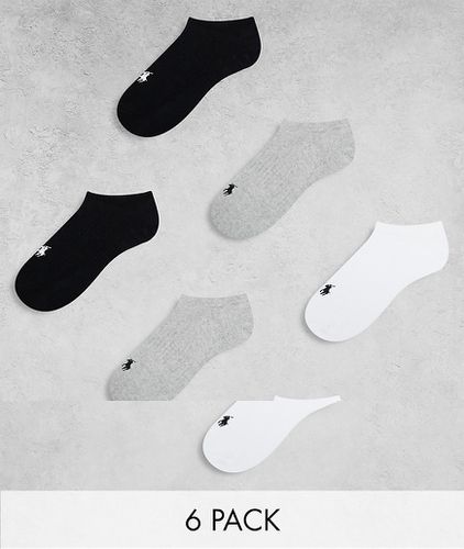 Confezione da 6 paia di fantasmini neri, bianchi e grigi con logo - Polo Ralph Lauren - Modalova