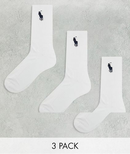 Confezione da 3 paia di calzini sportivi bianchi con logo del pony - Polo Ralph Lauren - Modalova