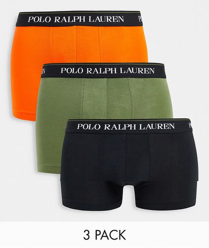 Confezione da 3 paia di boxer aderenti neri/verdi/arancioni con elastico in vita con logo - Polo Ralph Lauren - Modalova