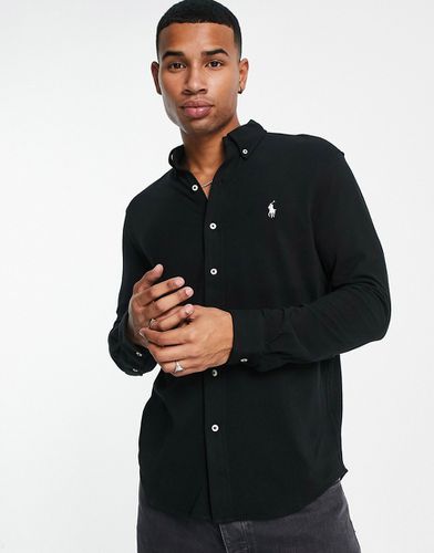 Camicia in piqué con colletto button-down e logo nera - Polo Ralph Lauren - Modalova