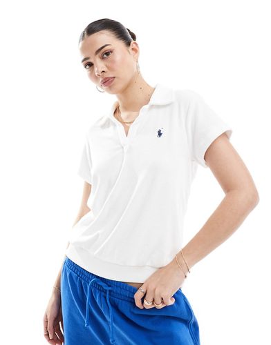 Camicia polo in spugna bianca con logo - Polo Ralph Lauren - Modalova