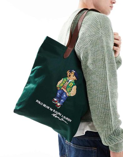 Borsa shopping e cuoio con logo dell'orsetto - Polo Ralph Lauren - Modalova