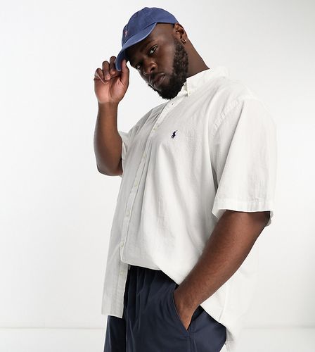 Big & Tall - Camicia a maniche corte bianca in seersucker con logo - Polo Ralph Lauren - Modalova