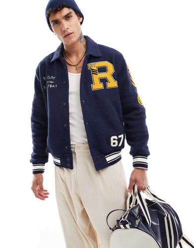 Giacca stile baseball in pile borg con stemma - Polo Ralph Lauren - Modalova