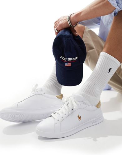 Heritage Court - Sneakers bianche con linguetta color cuoio sul tallone - Polo Ralph Lauren - Modalova