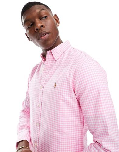 Icon - Camicia Oxford e bianca a righe slim fit con logo - Polo Ralph Lauren - Modalova