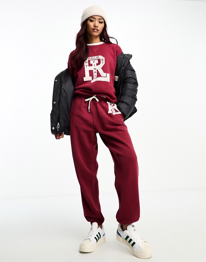 Joggers rossi con logo stile college in coordinato - Polo Ralph Lauren - Modalova