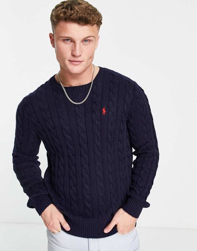 Maglione lavorato a trecce in filato di cotone con icona del logo - Polo Ralph Lauren - Modalova