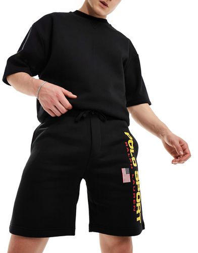 Sport Capsule - Pantaloncini della tuta neri con logo sulla gamba - Polo Ralph Lauren - Modalova