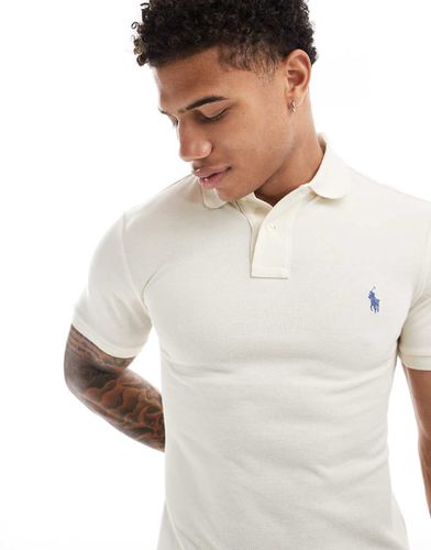 Polo slim in piqué crema con logo - Polo Ralph Lauren - Modalova