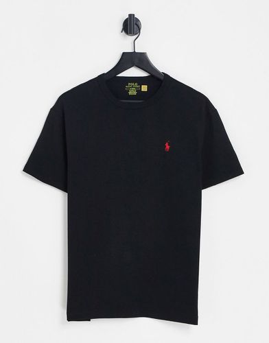 T-shirt oversize in tessuto pesante nera con logo del pony - Polo Ralph Lauren - Modalova