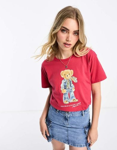 T-shirt slavato con stampa rétro di orsetto - Polo Ralph Lauren - Modalova